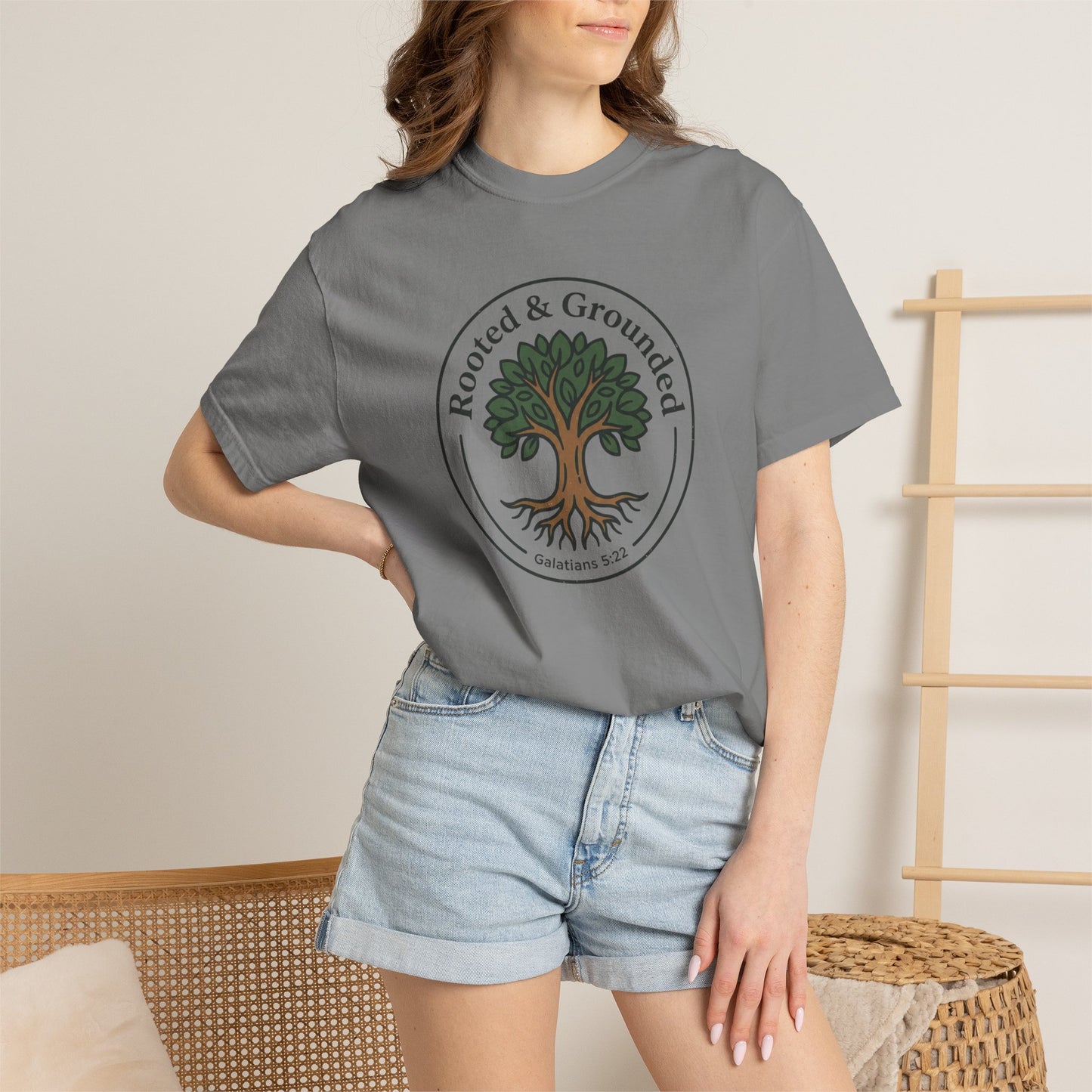 Rooted & Grounded Tree T-Shirt — Faith-Inspired Nature Tee