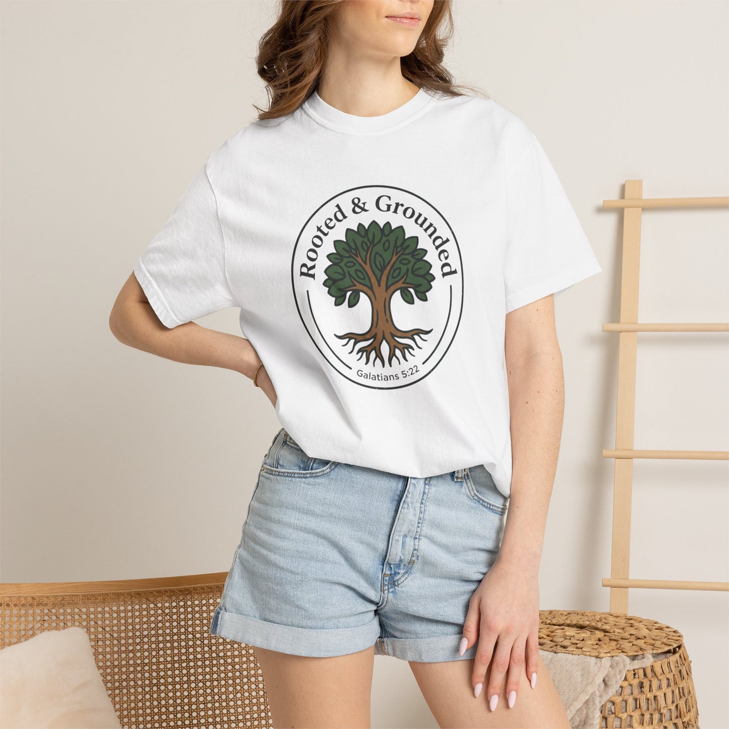 Rooted & Grounded Tree T-Shirt — Faith-Inspired Nature Tee
