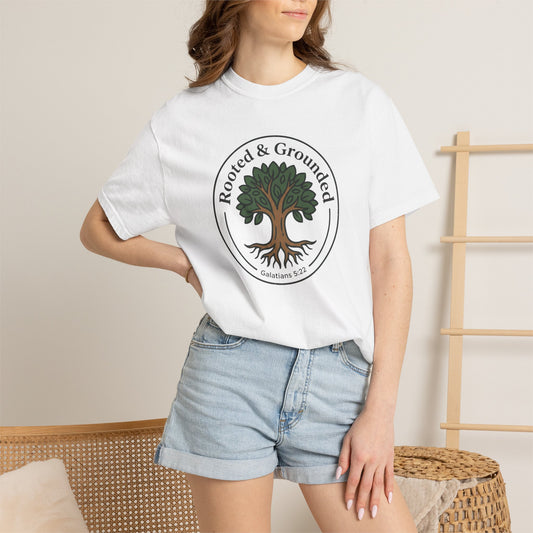 Rooted & Grounded Tree T-Shirt — Faith-Inspired Nature Tee
