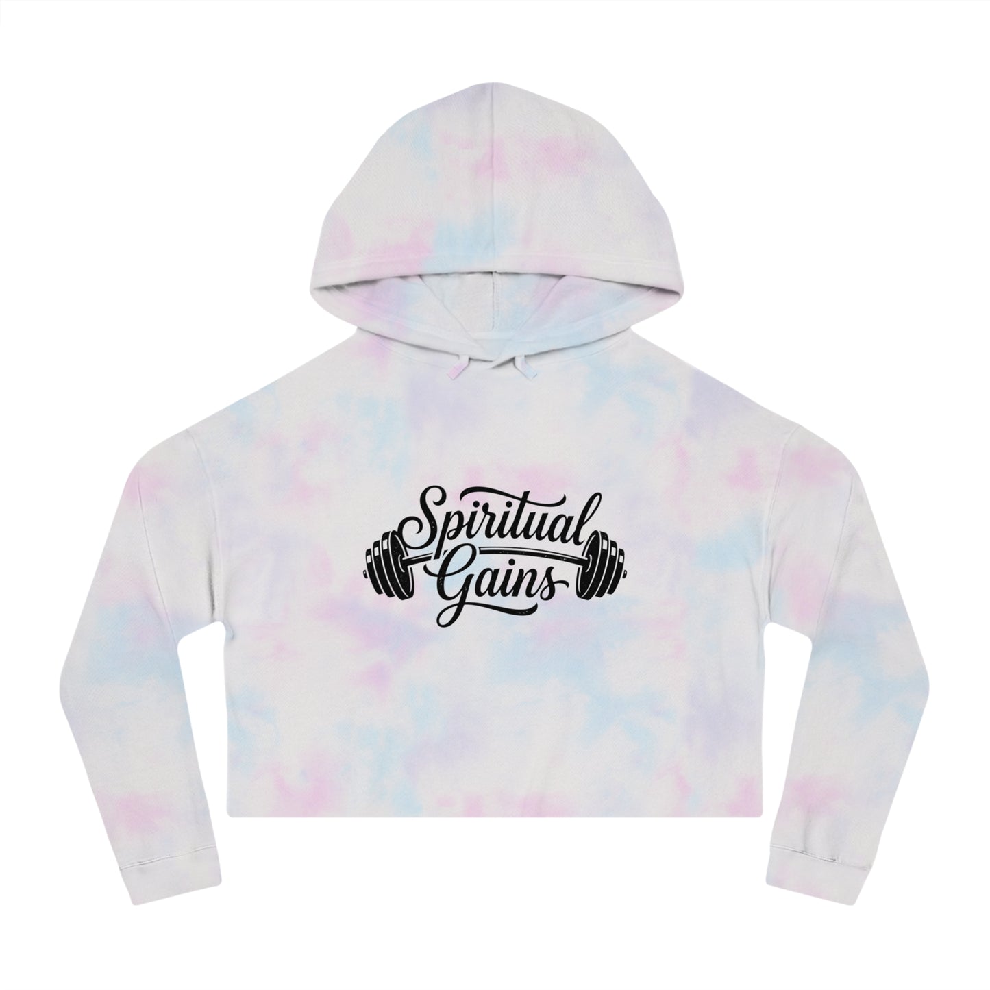 Spiritual Gains Cropped Hoodie — Women’s Gym & Faith Graphic Sweatshirt
