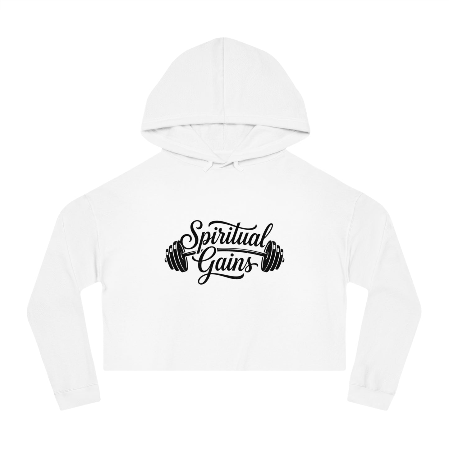 Spiritual Gains Cropped Hoodie — Women’s Gym & Faith Graphic Sweatshirt