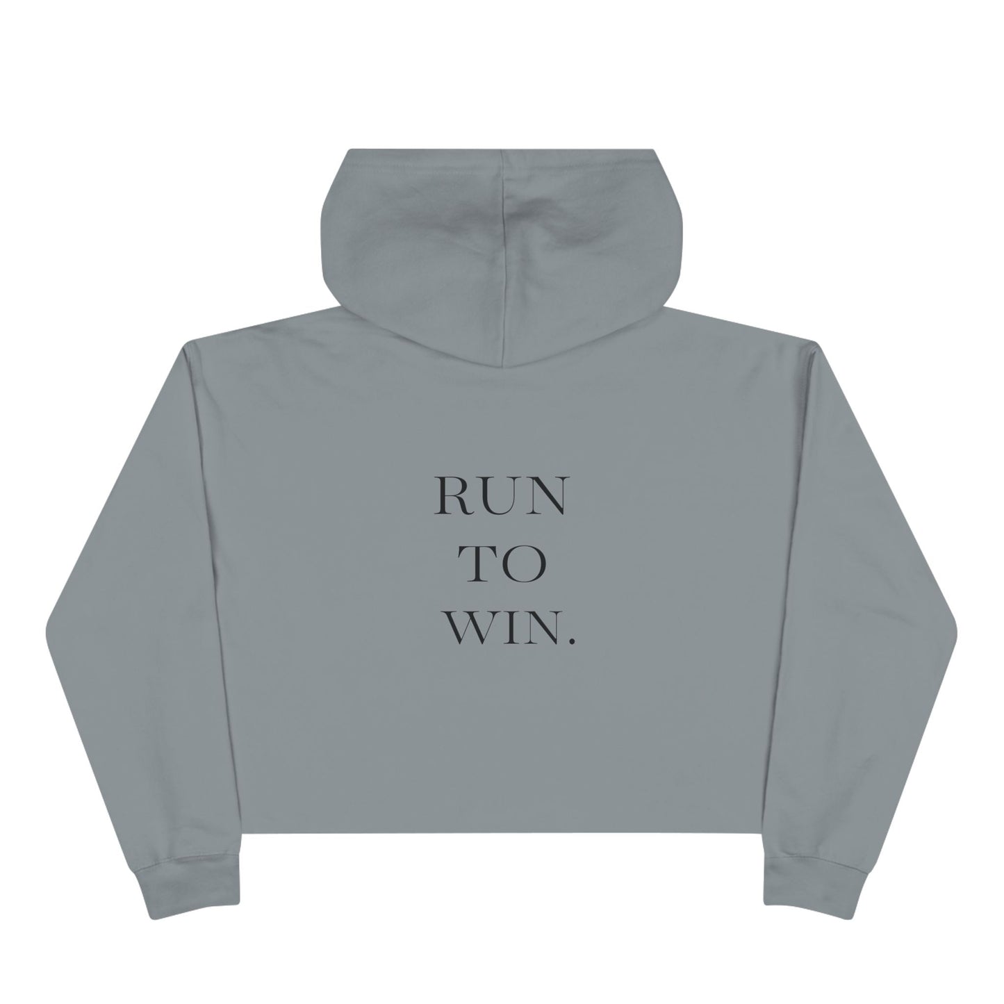 Crop Hoodie — 1 Corinthians 9:24 ‘Run to Win’ Minimal Christian Crop Hoodie