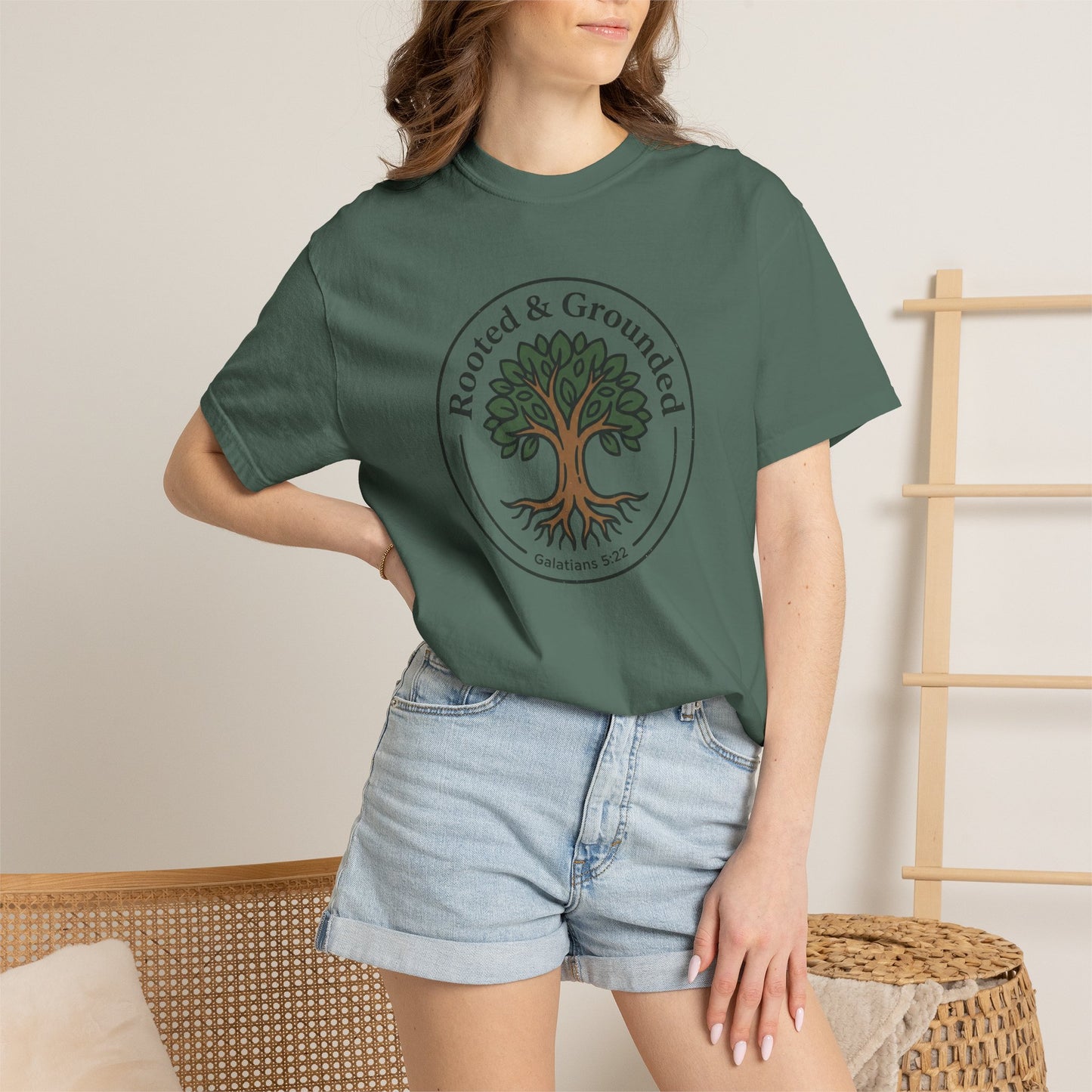 Rooted & Grounded Tree T-Shirt — Faith-Inspired Nature Tee