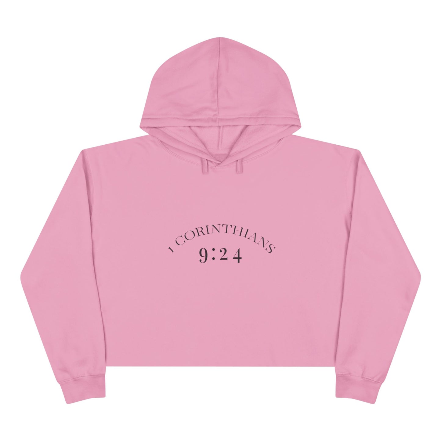 Crop Hoodie — 1 Corinthians 9:24 ‘Run to Win’ Minimal Christian Crop Hoodie