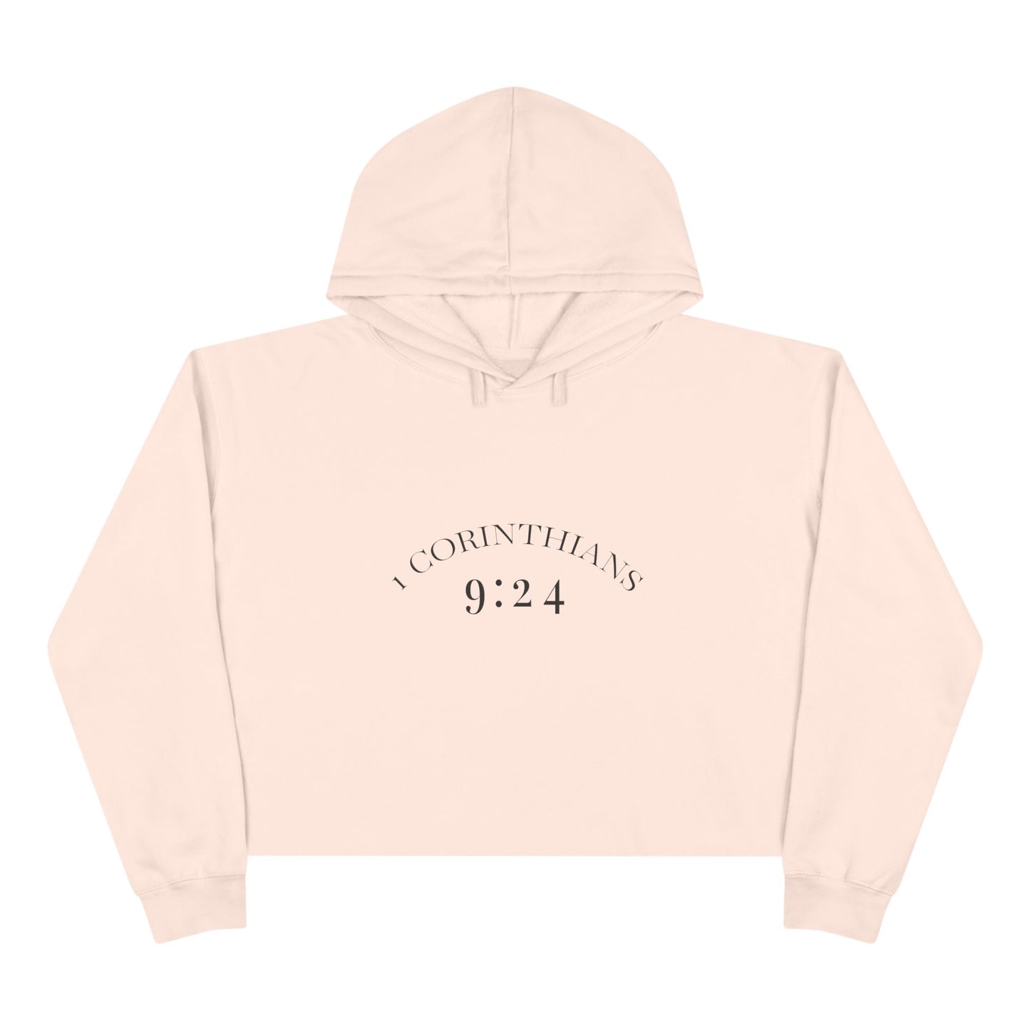 Crop Hoodie — 1 Corinthians 9:24 ‘Run to Win’ Minimal Christian Crop Hoodie