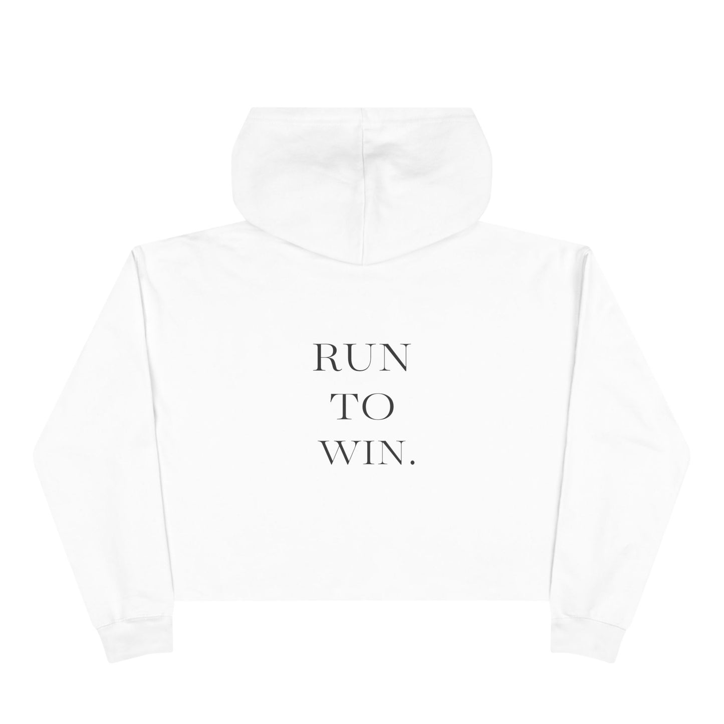 Crop Hoodie — 1 Corinthians 9:24 ‘Run to Win’ Minimal Christian Crop Hoodie