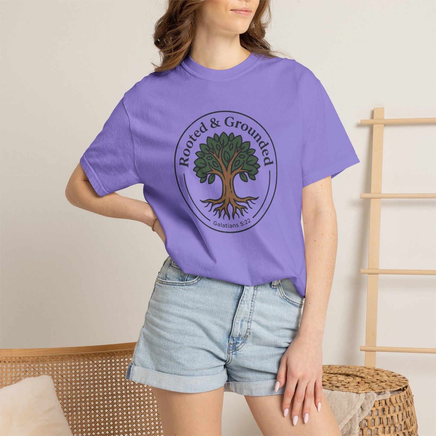 Rooted & Grounded Tree T-Shirt — Faith-Inspired Nature Tee