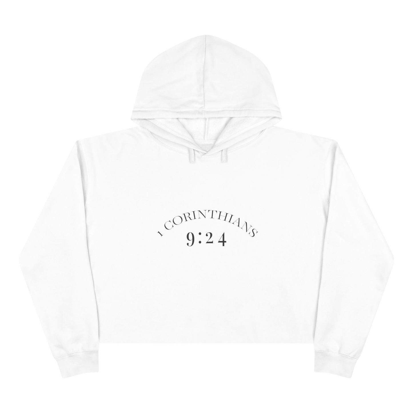 Crop Hoodie — 1 Corinthians 9:24 ‘Run to Win’ Minimal Christian Crop Hoodie