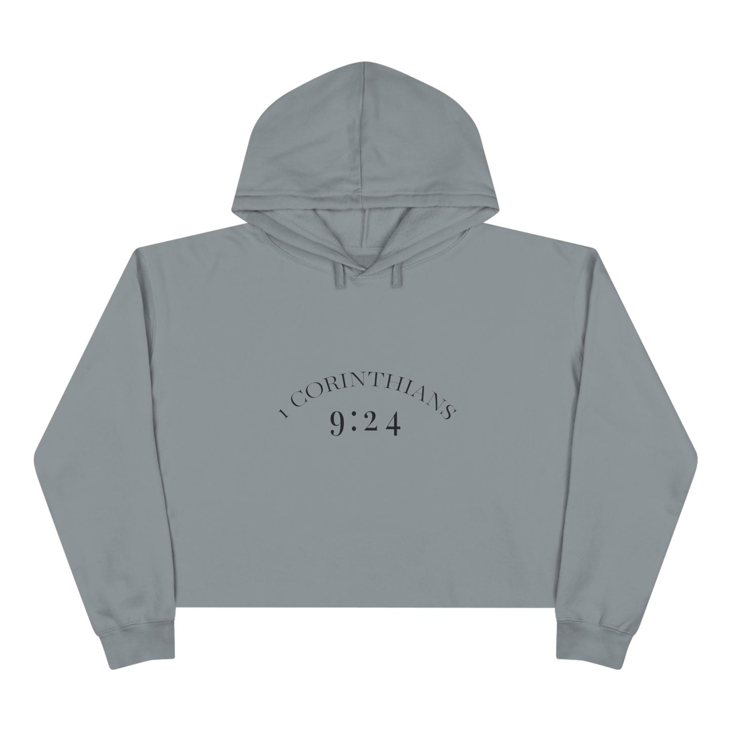 Crop Hoodie — 1 Corinthians 9:24 ‘Run to Win’ Minimal Christian Crop Hoodie