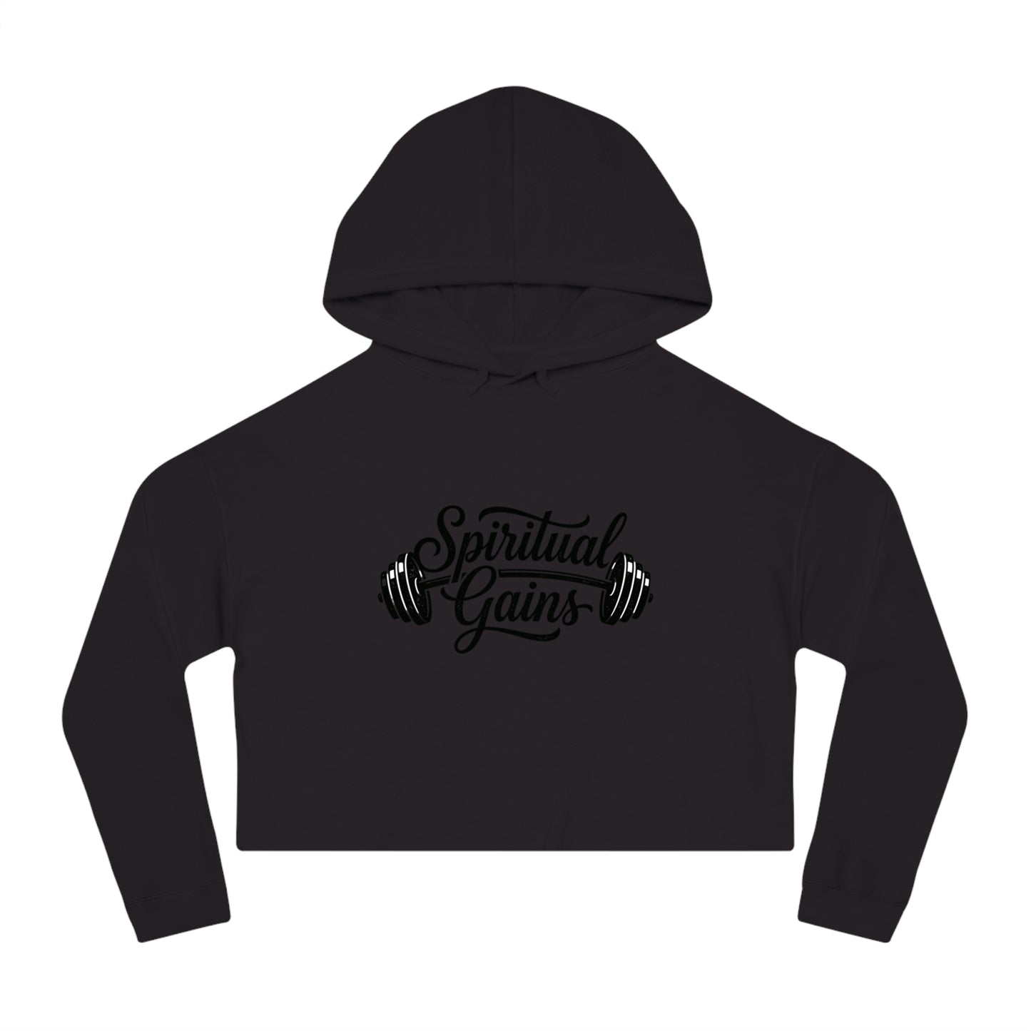 Spiritual Gains Cropped Hoodie — Women’s Gym & Faith Graphic Sweatshirt