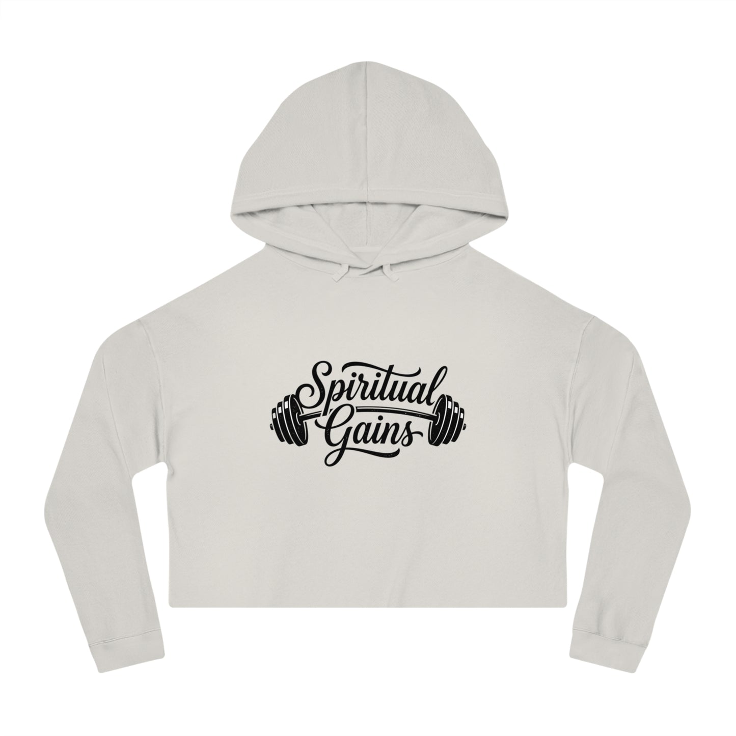 Spiritual Gains Cropped Hoodie — Women’s Gym & Faith Graphic Sweatshirt