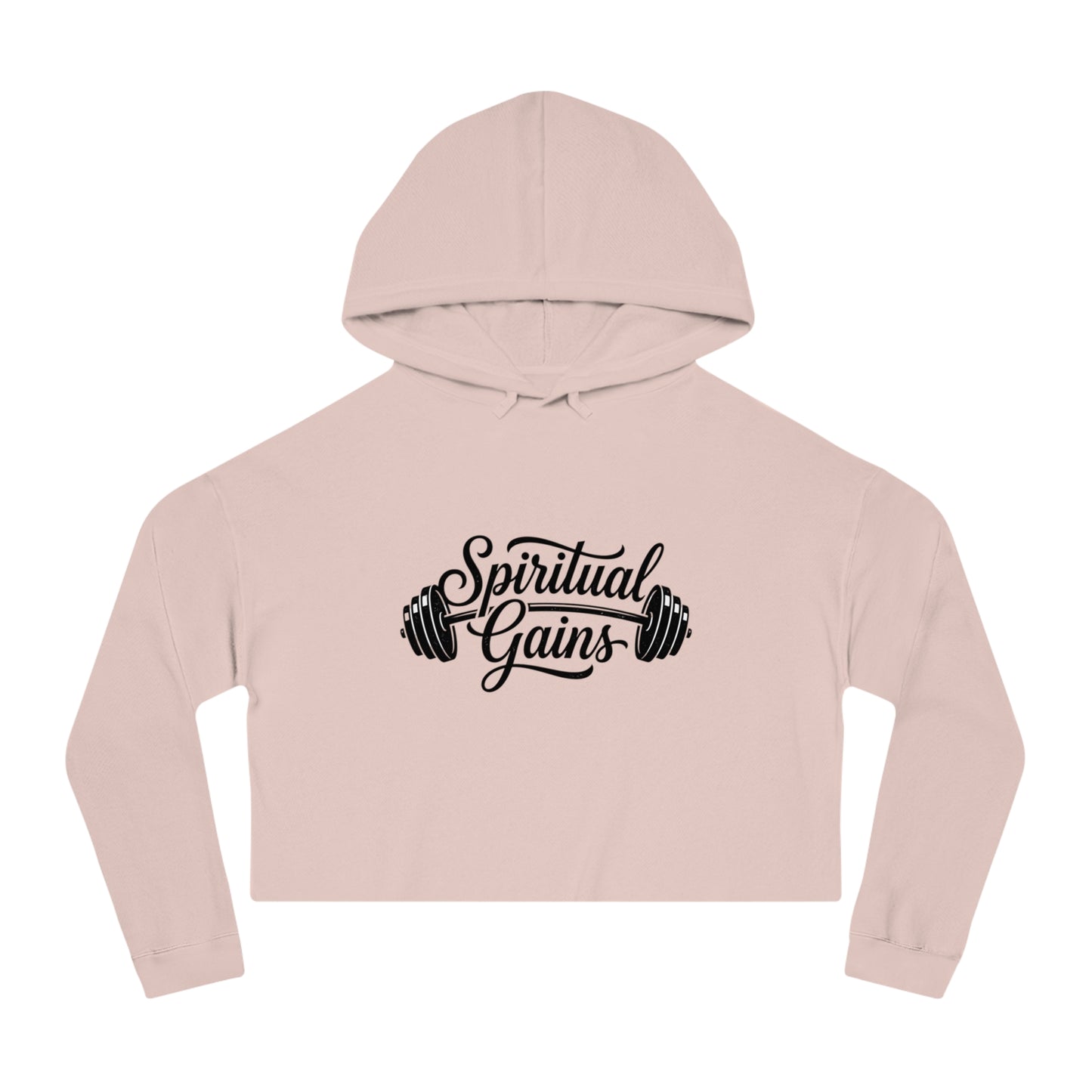 Spiritual Gains Cropped Hoodie — Women’s Gym & Faith Graphic Sweatshirt