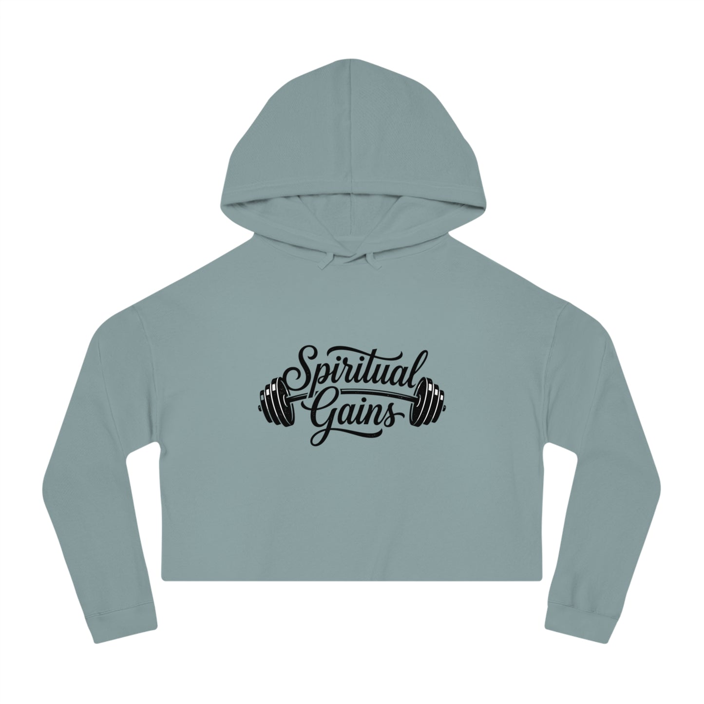 Spiritual Gains Cropped Hoodie — Women’s Gym & Faith Graphic Sweatshirt