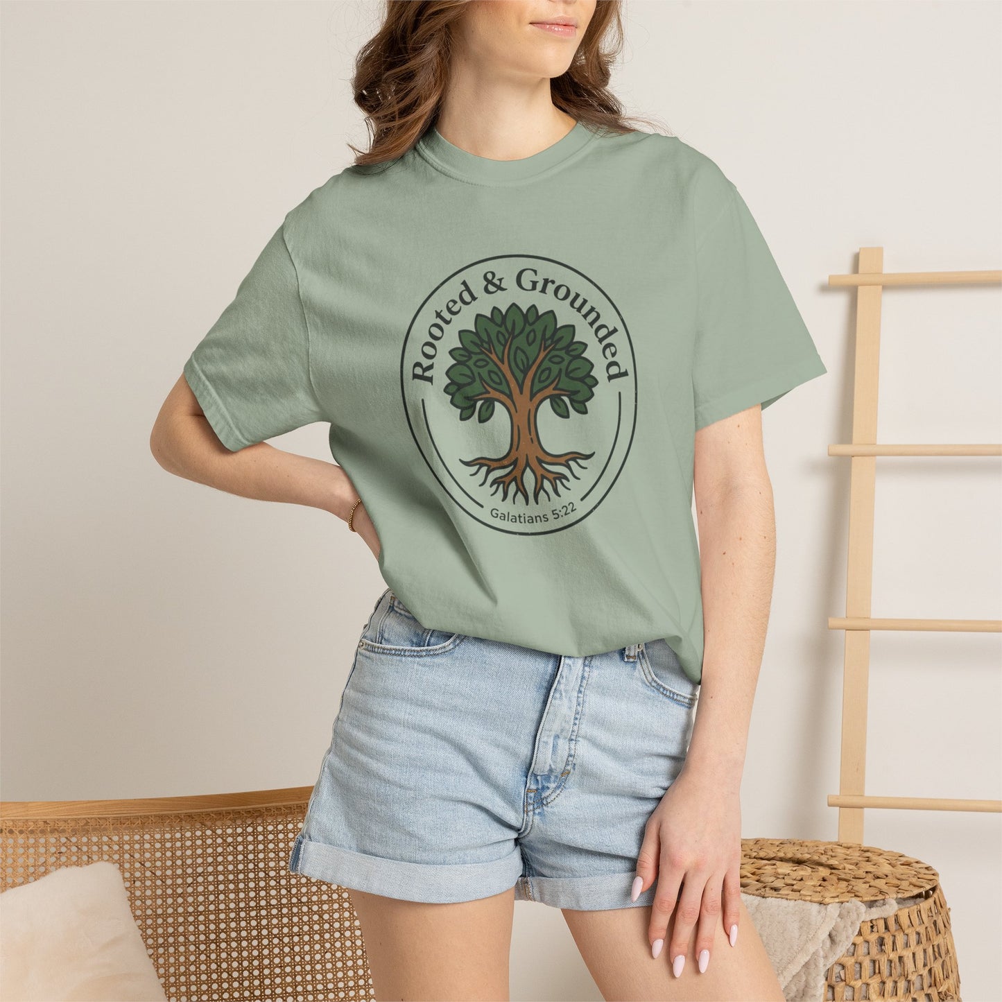 Rooted & Grounded Tree T-Shirt — Faith-Inspired Nature Tee