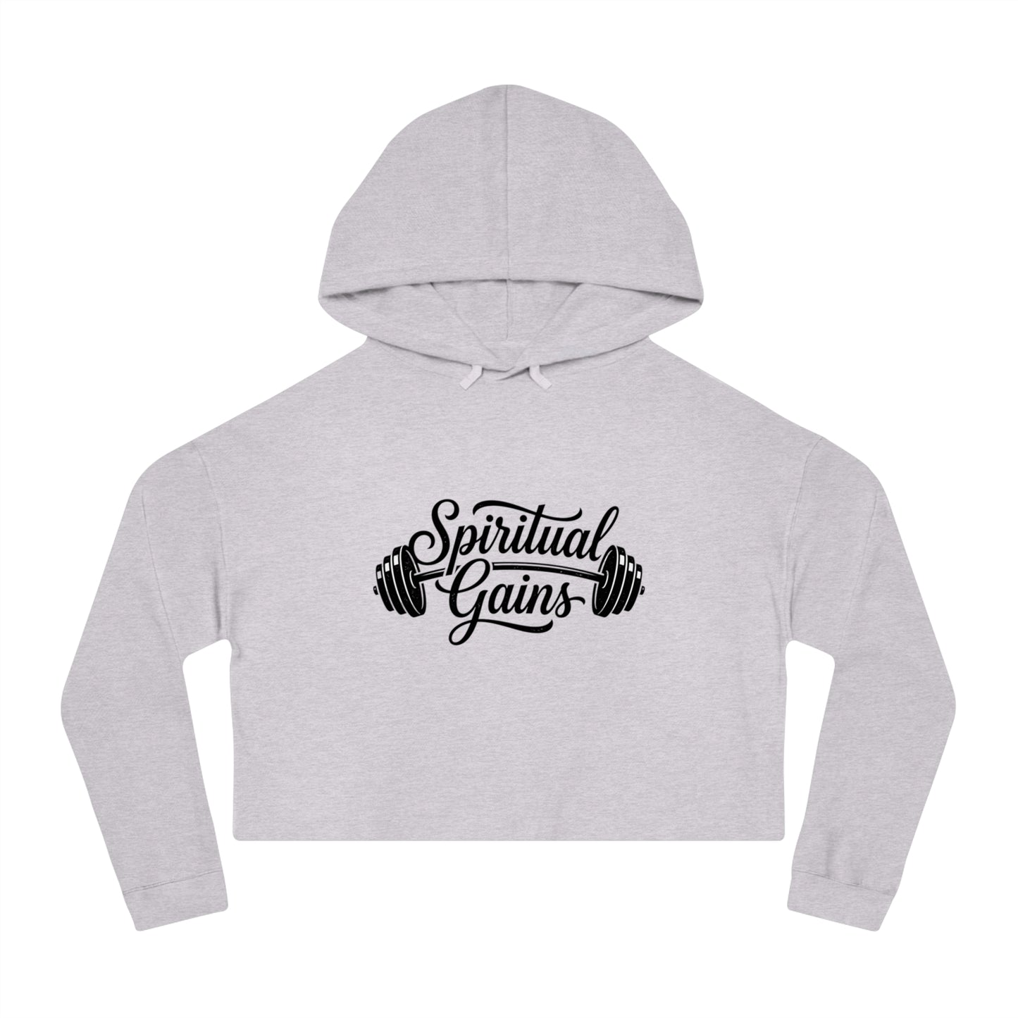 Spiritual Gains Cropped Hoodie — Women’s Gym & Faith Graphic Sweatshirt