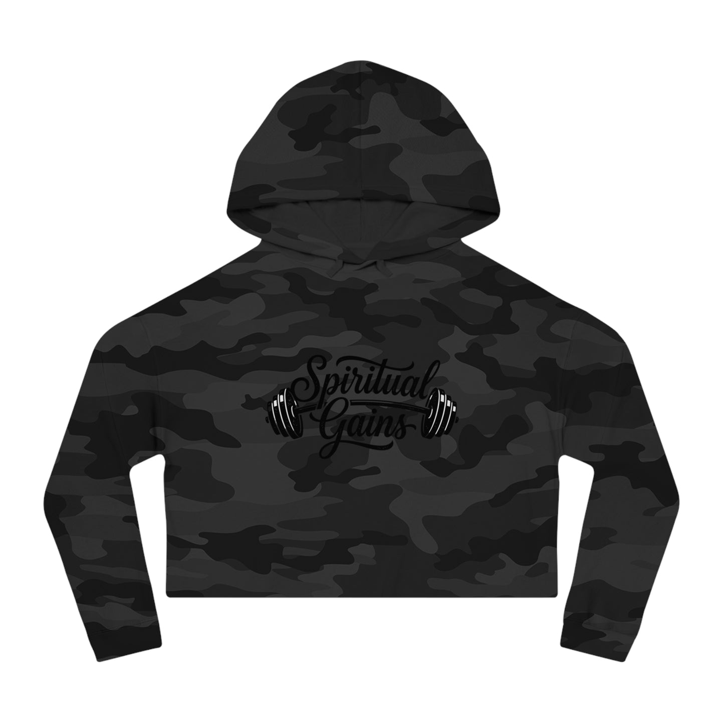 Spiritual Gains Cropped Hoodie — Women’s Gym & Faith Graphic Sweatshirt
